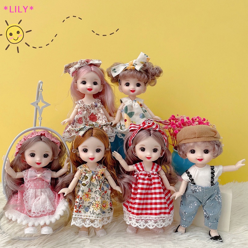 Lily New 17 Cm Mini Cô Gái Bé Búp Bê Với 13 Di Chuyển Doanh 3D Đôi Mắt Lớn Cho Cô Gái DIY Uuu