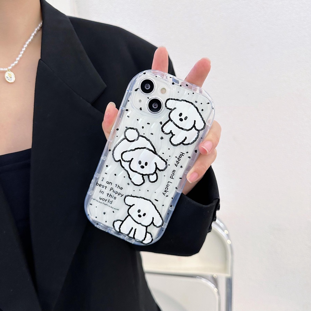 Ốp Điện Thoại TPU Silicone Mềm Trong Suốt Chống Sốc In Hình Chú Cún Có Giá Đỡ Cho iPhone 13 12 11 Pro Max 14 Plus