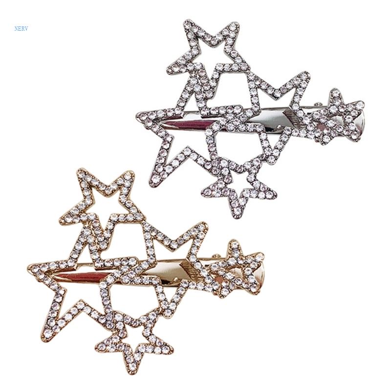Kẹp Tóc Kim Loại Hình Ngôi Sao Đính Đá Pha Lê Thời Trang