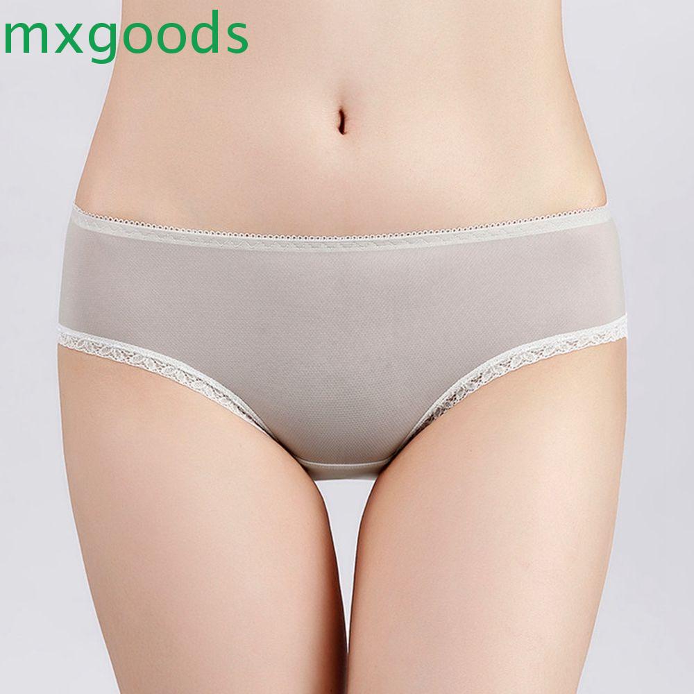 Mxgoods Quần Lót Cotton Lưng Thấp Phối Ren Lưới Thoáng Khí Họa Tiết Chấm Bi Phong Cách Hàn Quốc Cho Nữ