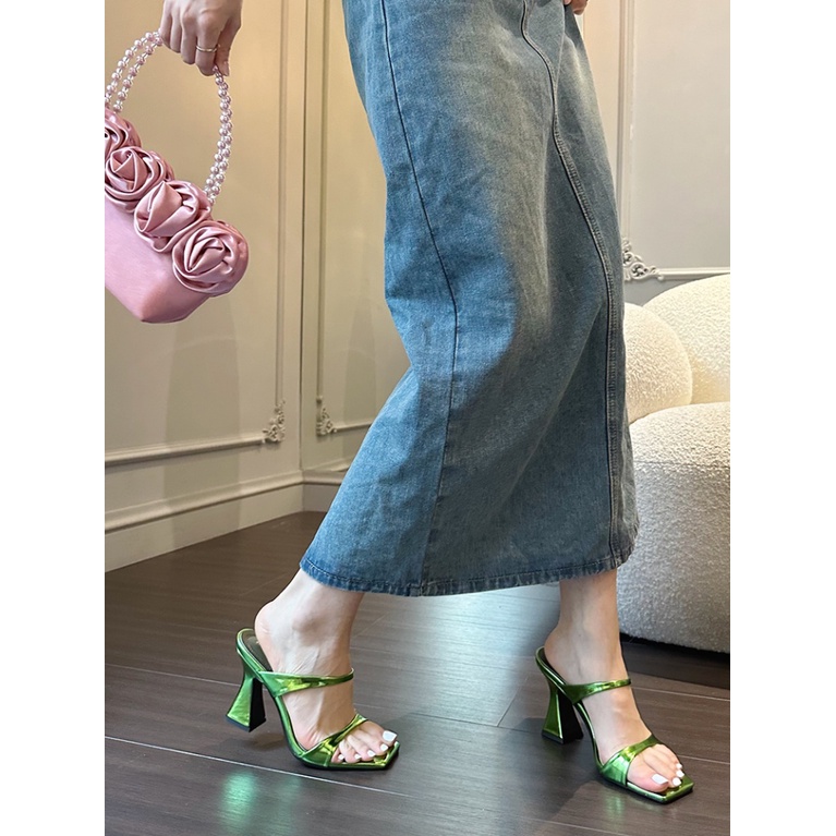 Sandal Cao Gót Mũi Vuông Thiết Kế Mới Thời Trang Mùa Hè 2023 Dành Cho Nữ
