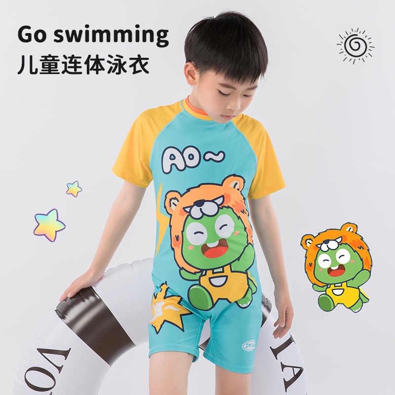 Bộ Đồ Bơi Một Mảnh Mau Khô In Họa Tiết Khủng Long Hoạt Hình Thời Trang Mùa Xuân 2023 Dành Cho Bé Trai