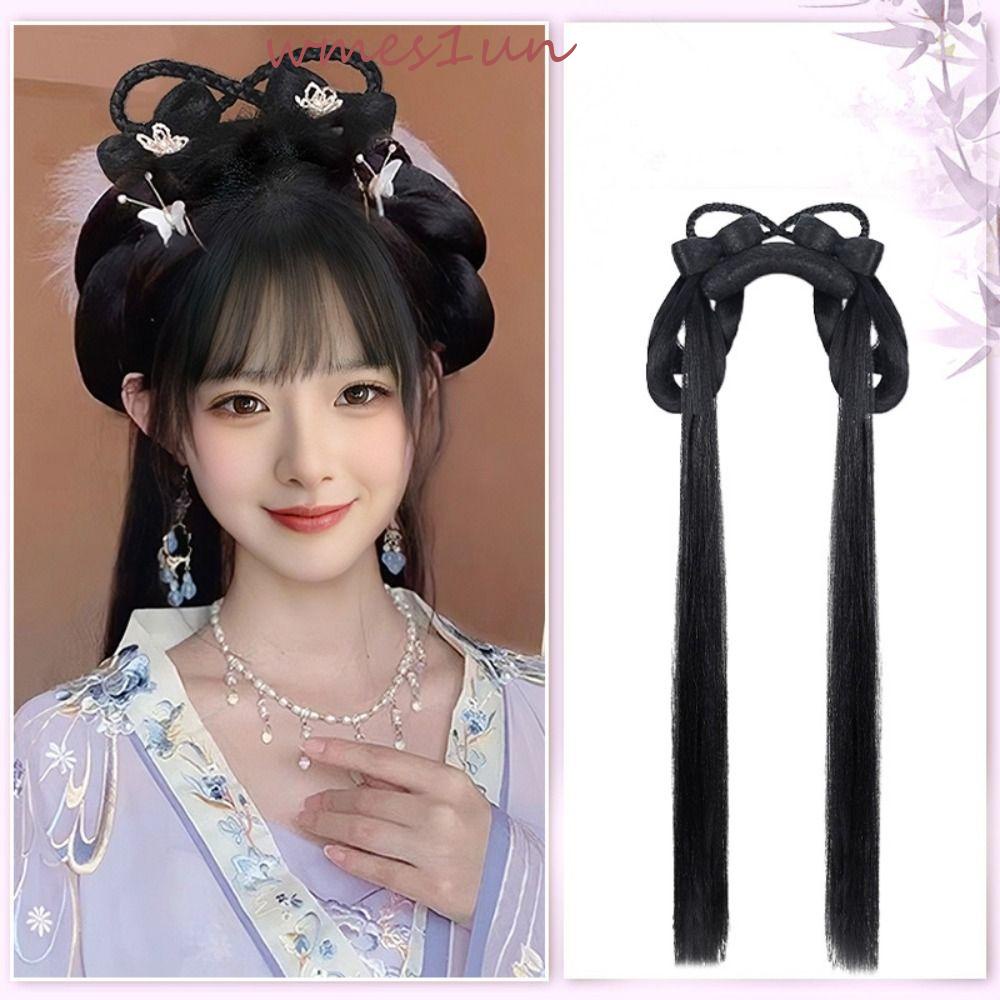 Tóc Giả Mềm Mại Màu Đen Kiểu Hán Phục Trung Hoa Cổ Điển 15H