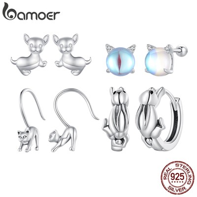 Bamoer Bông Tai bạc 925 Hình Động Vật Cho Nữ