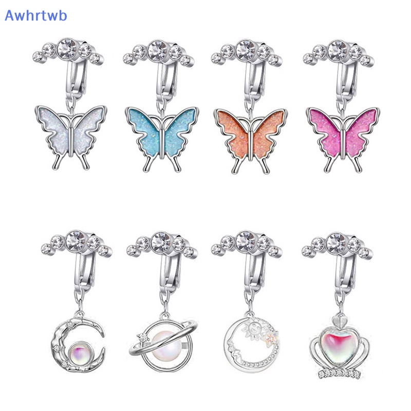 Khuyên Rốn Hình Bướm Bằng Thép Không Gỉ Dát Đá Zircon Mới