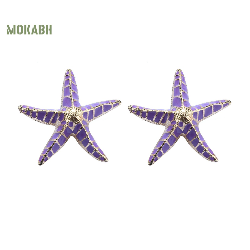 1 Đôi Bông Tai Hình Sao Biển 3D Cỡ Lớn Màu Sắc Tương Phản Phong Cách Bohemia Dành Cho Nữ