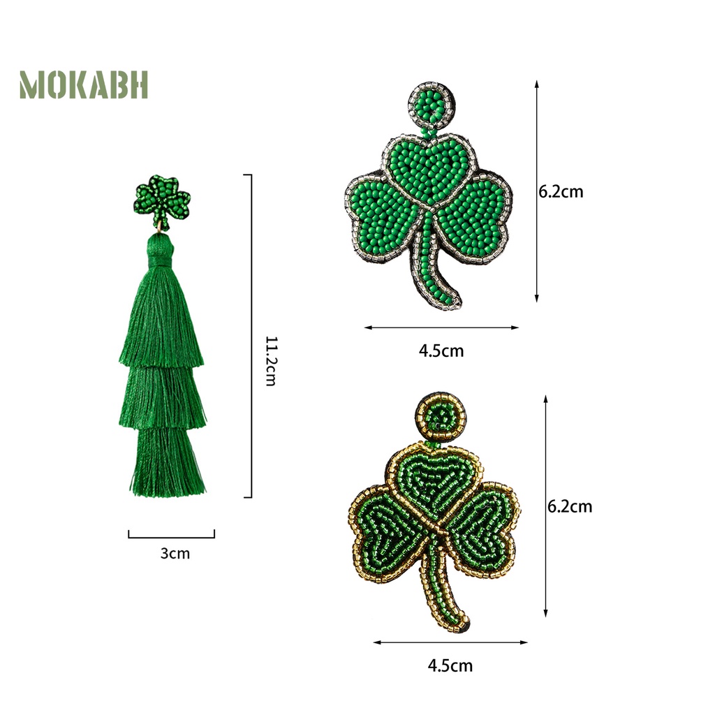 1 Đôi Bông Tai Dáng Dài Hình Học Màu Xanh Lá Tạo Không Khí Chống Mài Mòn Thời Trang Cho Nữ