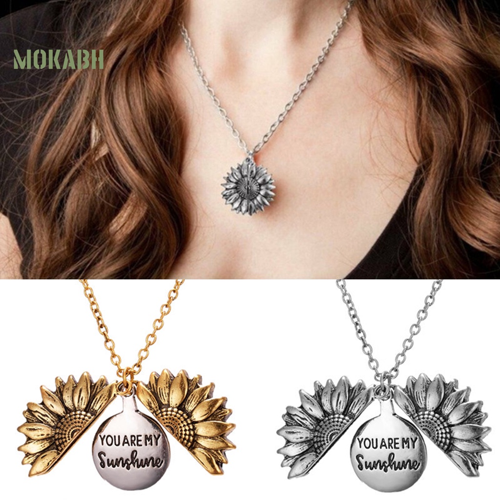 [Mới] Vòng cổ Mặt Khắc Hình Hoa Hướng Dương Mở Chắc Chắn Sáng Tạo Bằng Hợp Kim Cho Nữ