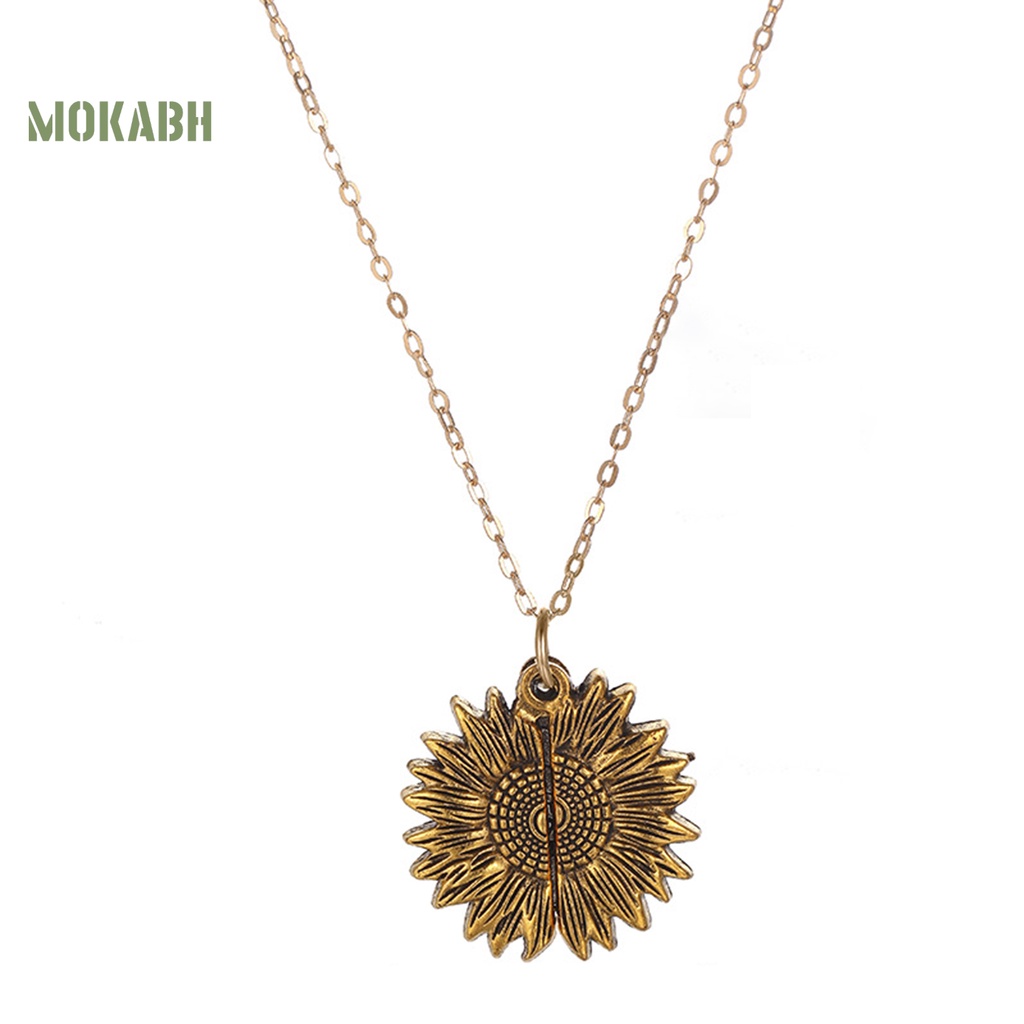 [Mới] Vòng cổ Mặt Khắc Hình Hoa Hướng Dương Mở Chắc Chắn Sáng Tạo Bằng Hợp Kim Cho Nữ
