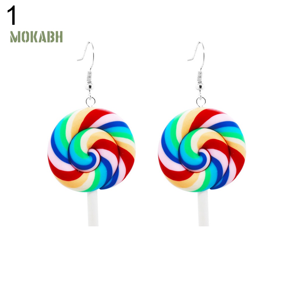 Bông Tai Hình Kẹo Mút Màu Sắc Cầu Vồng Xinh Xắn Thời Trang Cho Nữ