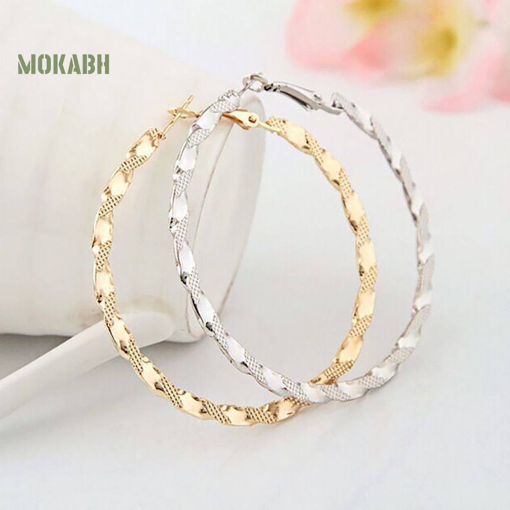 Khuyên Tai Vòng Tròn Lớn Xoắn Thời Trang Cho Nữ