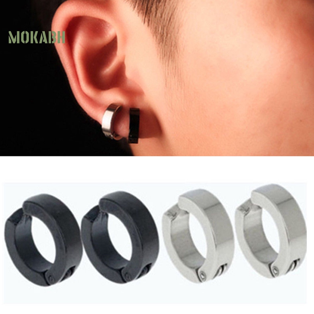 Khuyên Kẹp Vành Tai Tròn Bằng Thép Không Gỉ Chống Gỉ Phong Cách Punk Cá Tính Dành Cho Nam