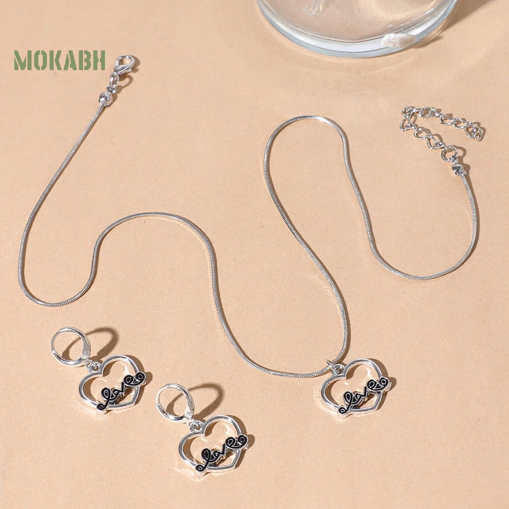 [Mới] Set Vòng cổ Và Bông Tai Hình Trái Tim Bằng Hợp Kim Bắt Mắt