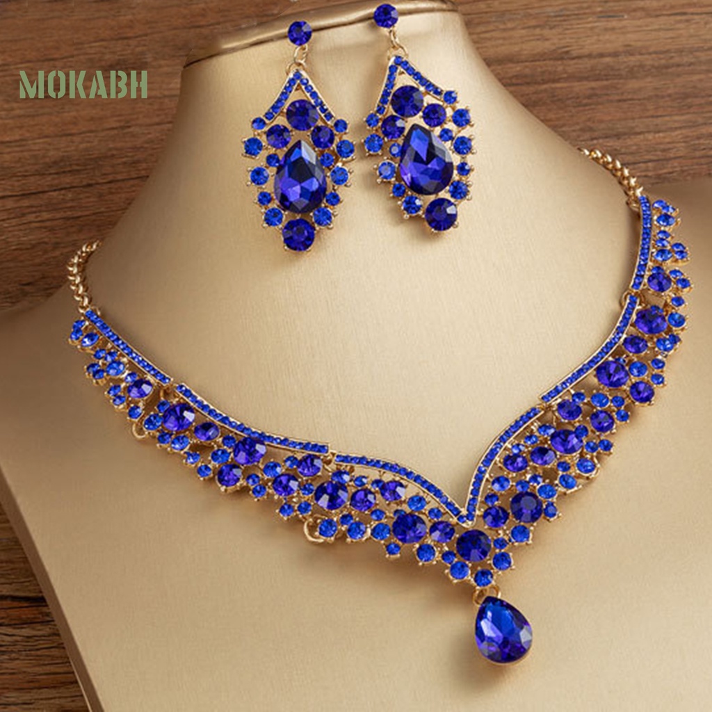 1 Bộ Vòng cổ + Bông Tai Hình Giọt Nước Có Thể Điều Chỉnh Kích Thước