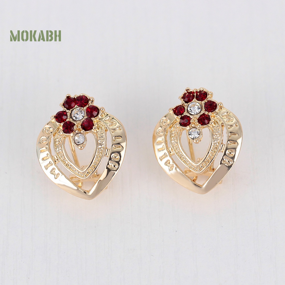 Bộ Trang Sức Vòng Cổ / Nhẫn / Bông Tai Hình Hoa Đính Đá Sang Trọng Cho Nữ