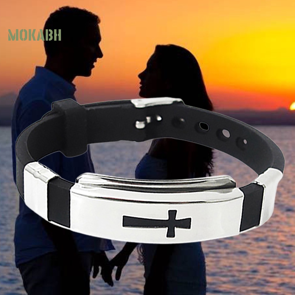 Vòng Đeo Tay Bằng Thép Không Gỉ Họa Tiết Chữ Thập Unisex