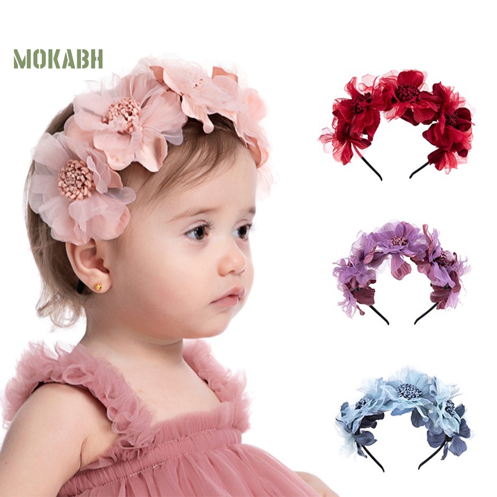 Băng Đô Hoa Co Giãn Dễ Thương Cho Bé Gái