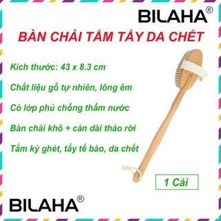 Bàn chải da khô và ướt chính hãng 100% - Bàn chải tắm Loại 1 (Tẩy tế bào chết -Massage - Cán dài tháo rời 40cm) MASA1009