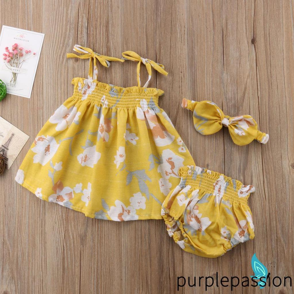 Bộ Trang Phục 3 Món Họa Tiết Hoa Xinh Xắn Cho Bé Gái