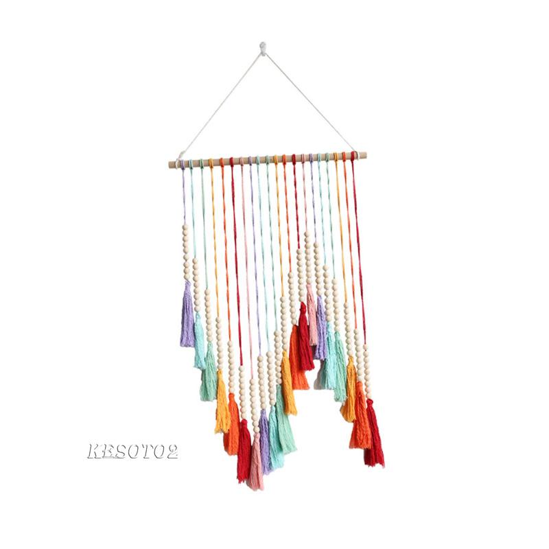 Thảm Macrame Treo Tường Trang Trí Phòng Khách Có Tua Rua Nhiều Màu Sắc Kesoto2