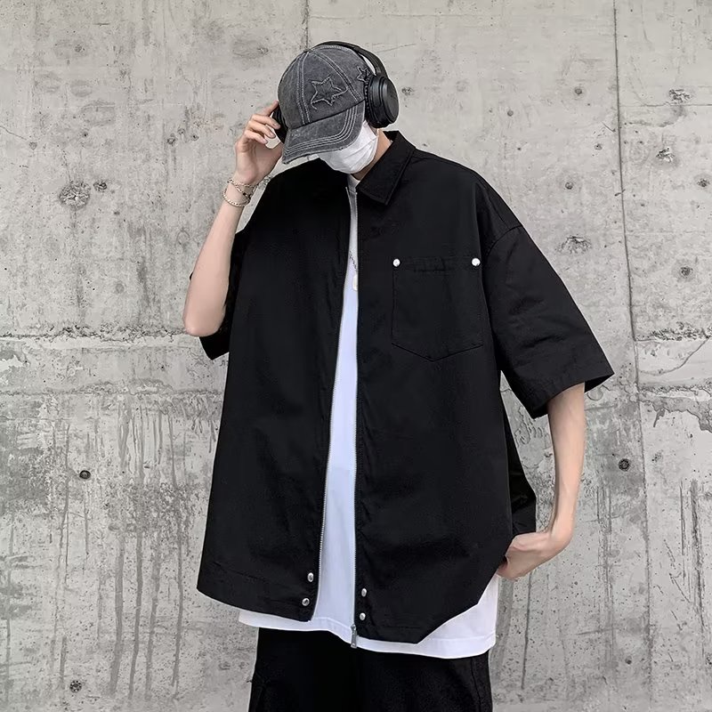 Áo Sơ Mi Tay Ngắn Dáng Rộng Phong Cách Retro Nhật Bản Thời Trang Mùa Hè Cho Nam