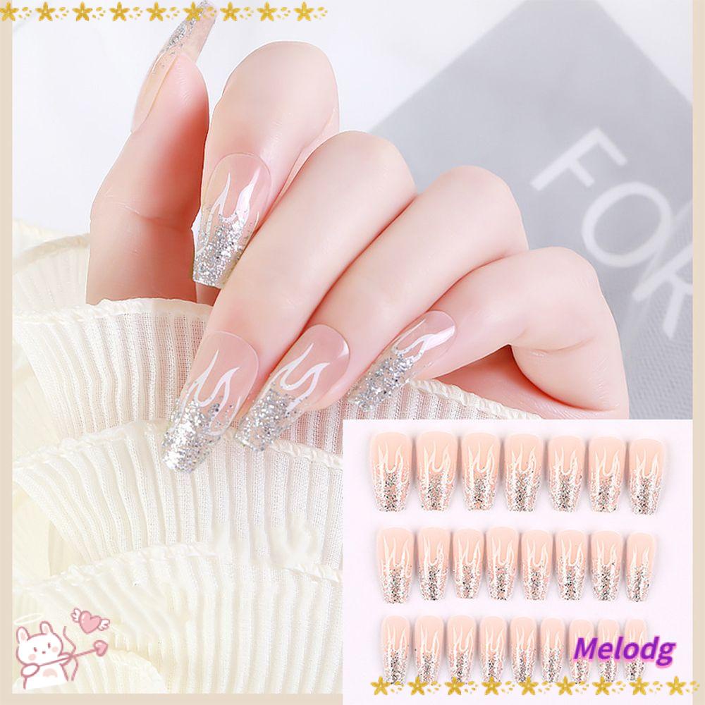 MELODG Set 24 Móng Tay Giả Thời Trang Tái Sử Dụng Được