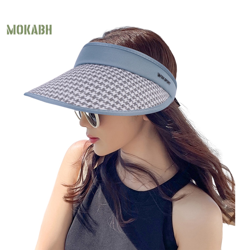 [Mok Abh] Mũ Chống Nắng Hở Chóp Vành Dài Điều Chỉnh Được Màu Sắc Tương Phản Thoáng Khí Chống Biến Dạng Khi Đi Du