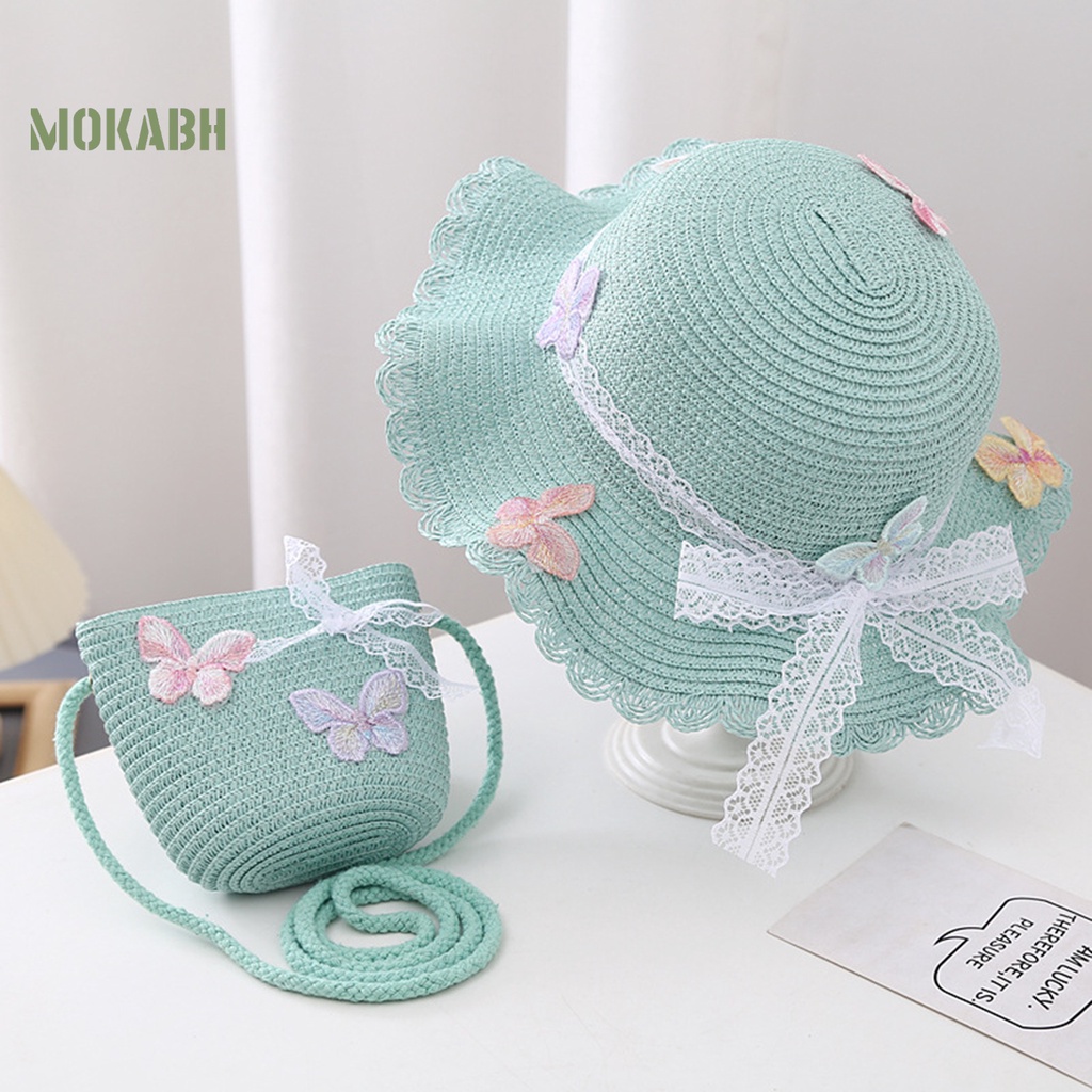 Mũ Cói Chống Nắng Thoáng Khí Trang Trí Nơ Xinh Xắn Cho Bé Gái