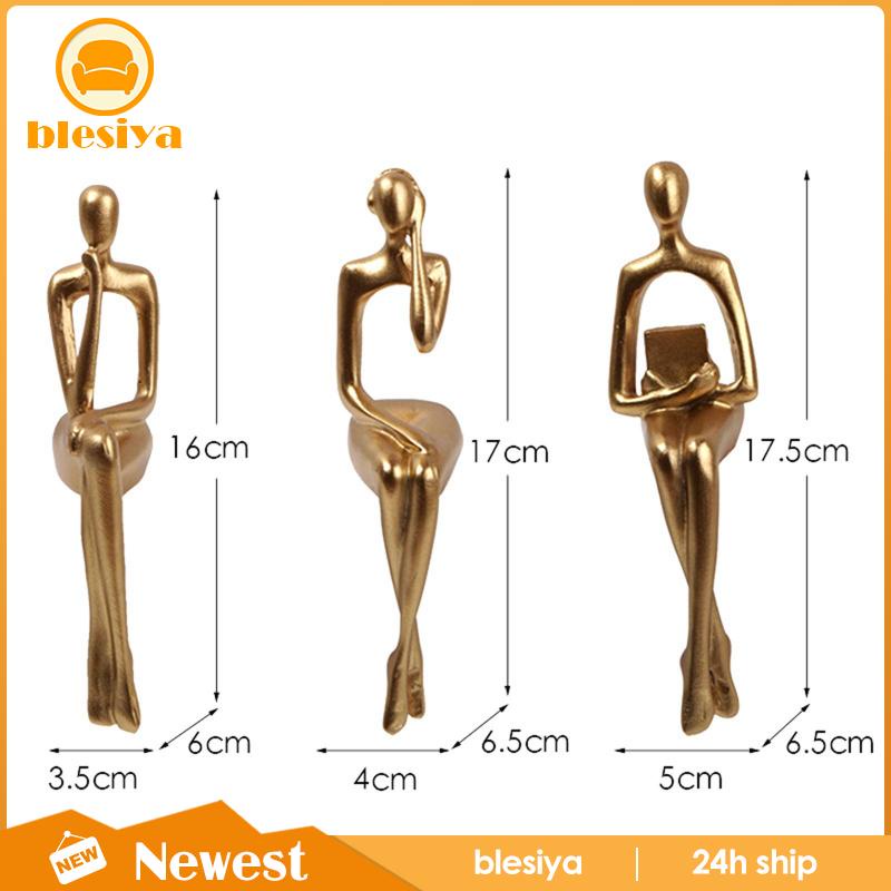 [Blesiya] Set 3 Bức Tượng Người Suy Nghĩ Ngồi Để Bàn Trang Trí