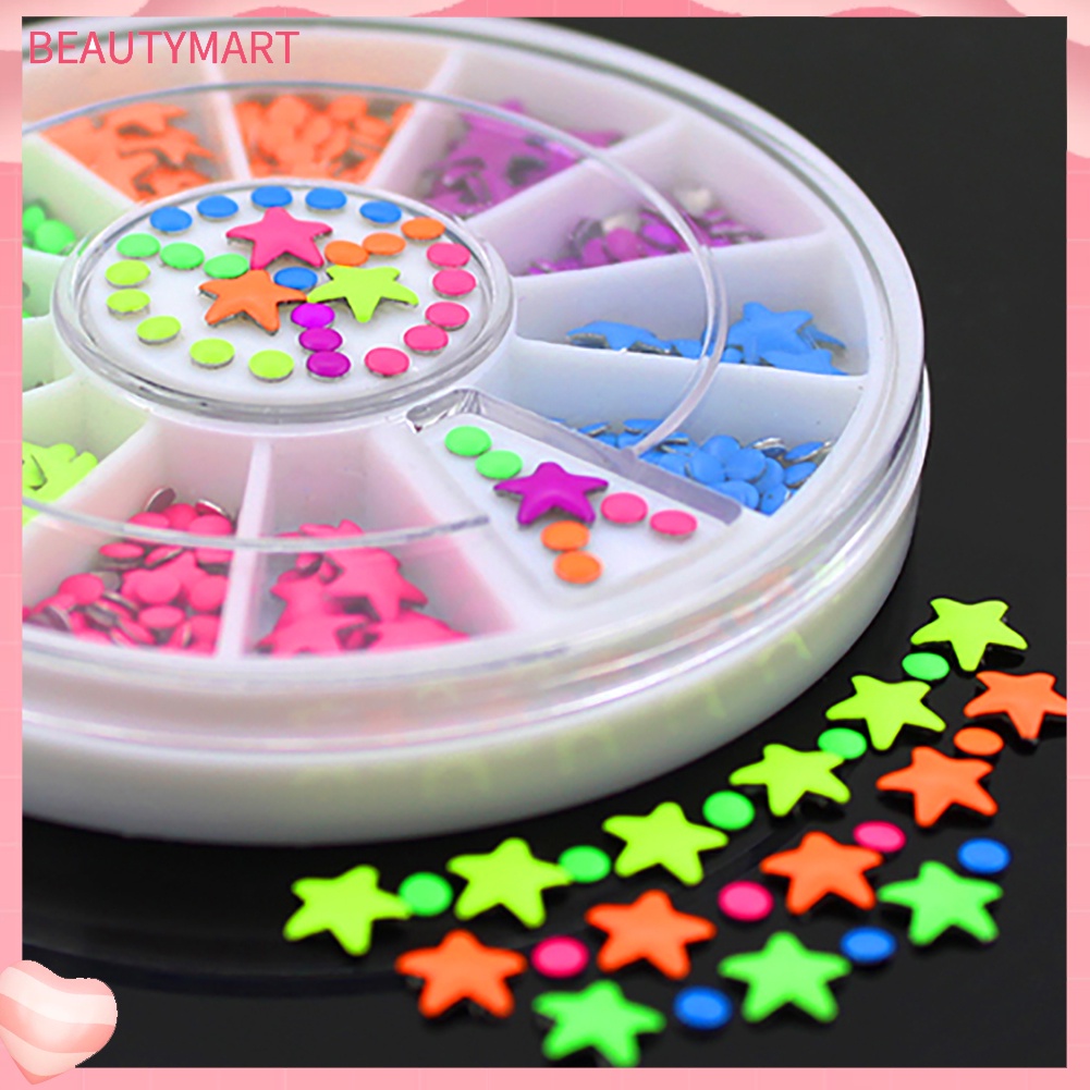 Bánh Xe Tròn &amp; Ngôi Sao Nhiều Màu Sắc Dùng Trang Trí Móng Tay Nghệ Thuật DIY