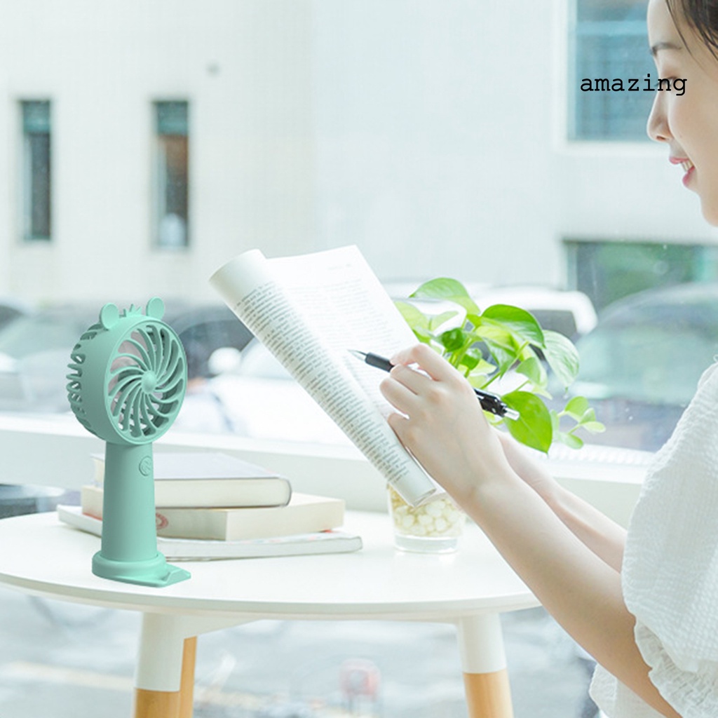 Quạt Tản Nhiệt USB Mini Cầm Tay Bằng Nhựa Hình Tai Hoạt Hình Dễ Thương Tiếng Ồn Thấp Có Thể Sạc Lại