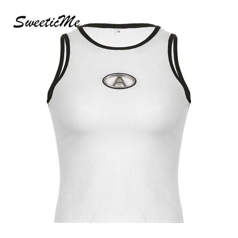 Áo Tank Top Cổ Tròn Dáng Ôm In Chữ Thời Trang 2023 Quyến Rũ Cho Nữ
