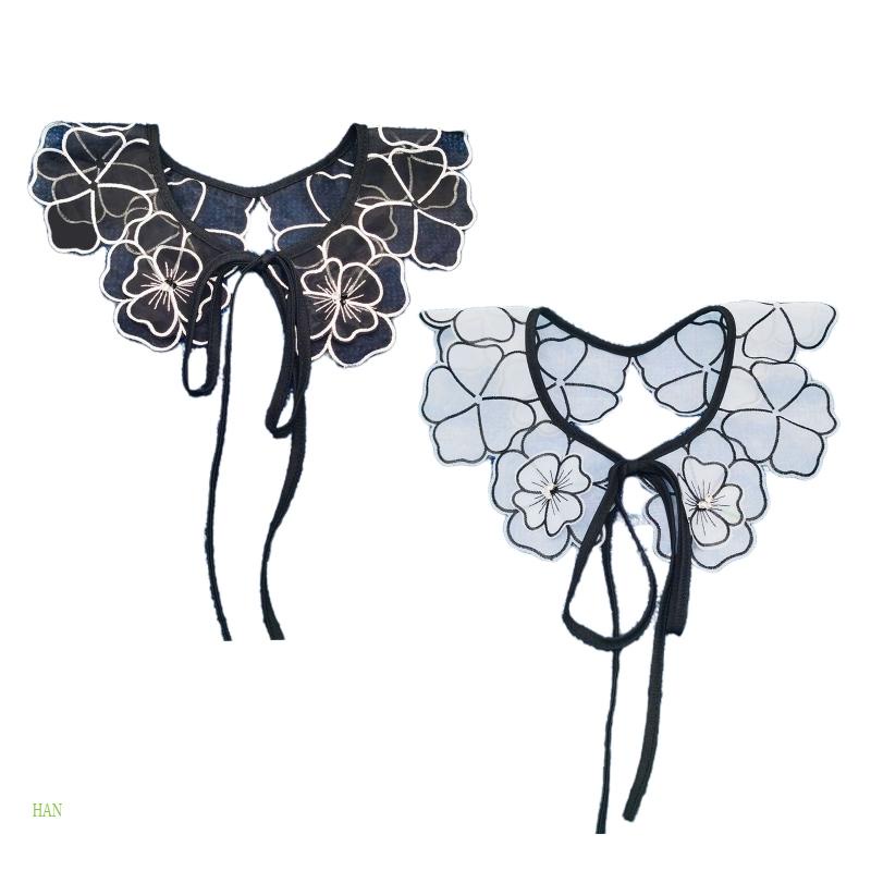 Cổ Áo Rời Nửa Cổ Phối Ren Hoa Có Thể Tháo Rời Cho Nữ