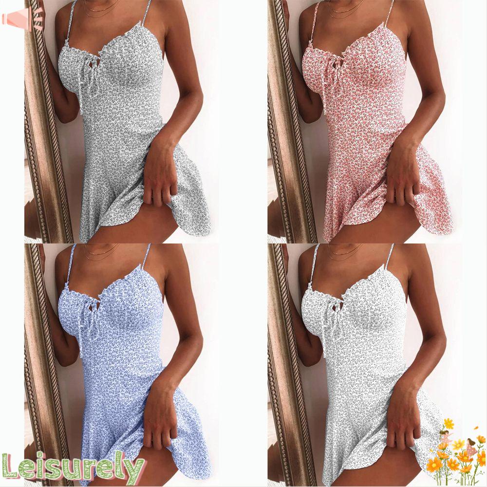 Đầm Mini Hai Dây Phong Cách Boho Gợi Cảm Cho Nữ