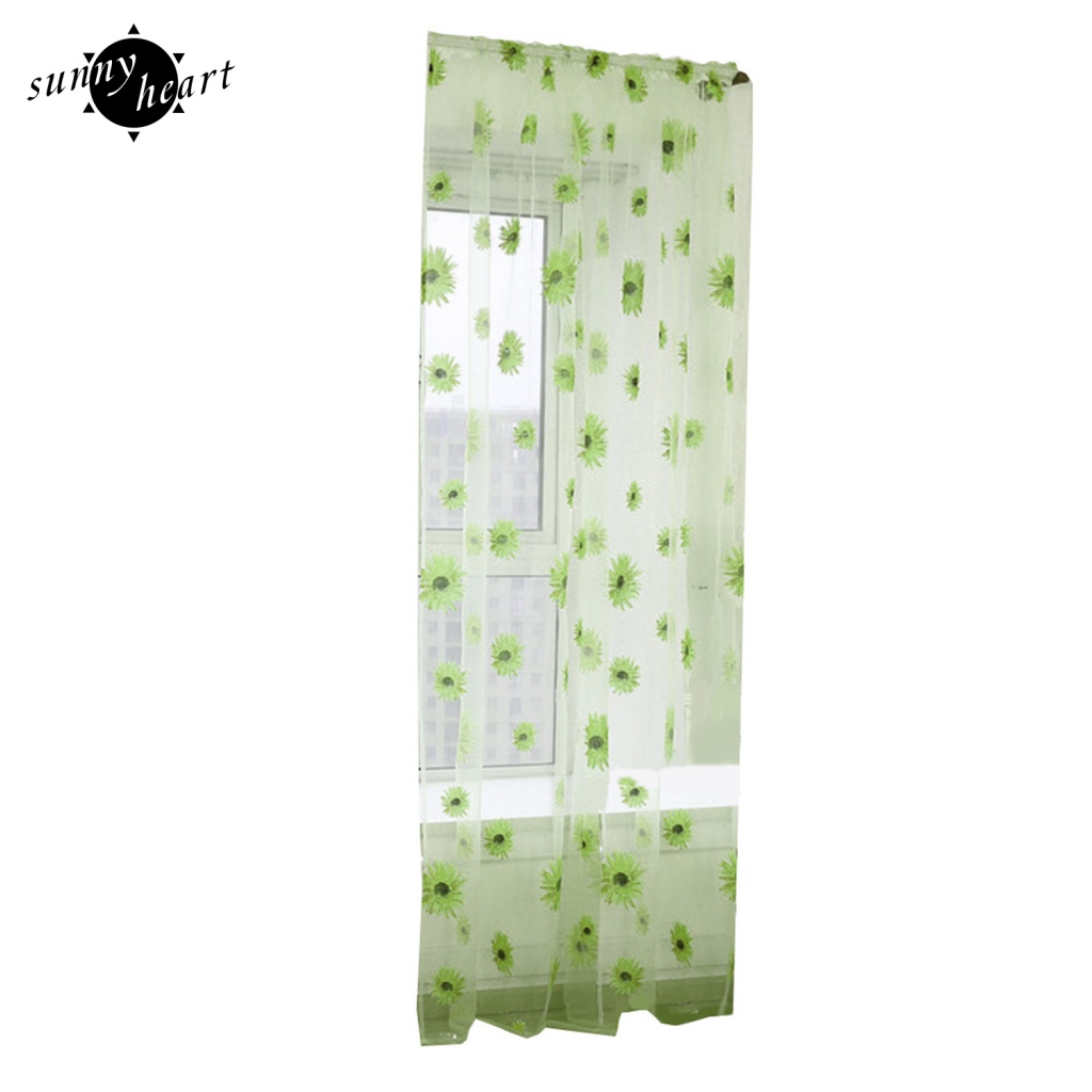 Rèm Cửa Sổ Mỏng Nhẹ In Họa Tiết Hoa Hướng Dương Xinh Xắn Dùng Trang Trí Nhà Cửa