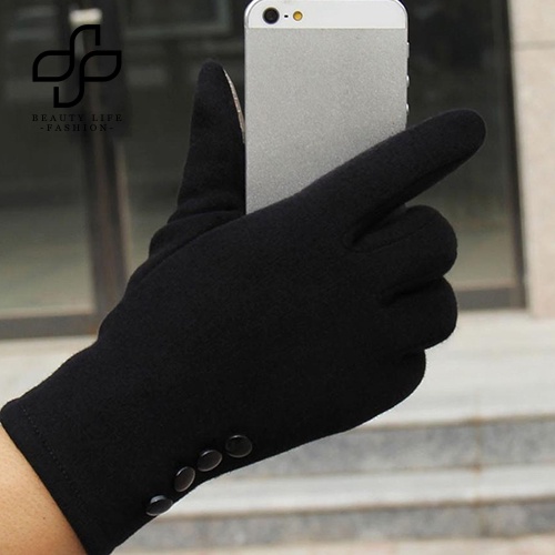 Găng Tay Mềm Mại Chống Gió Giữ Ấm Mùa Đông Có Nút Chạm Màn Hình Cảm Ứ