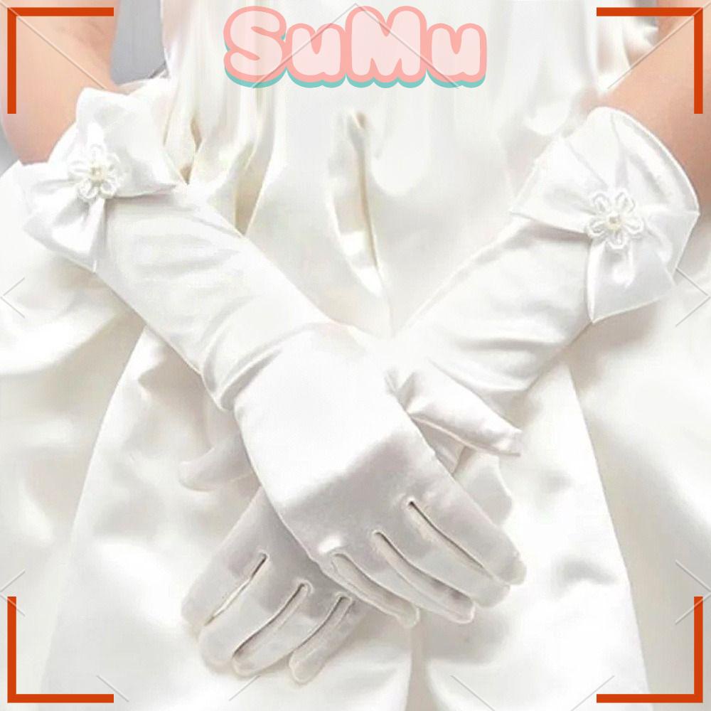 Găng Tay Dài Vải Satin Đính Kim Sa Lấp Lánh Dành Cho Bé Biểu Diễn Nhảy Múa