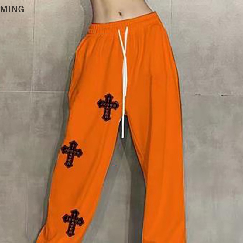 Quần Thể Thao Ống Rộng Lưng Cao Phong Cách Hip Hop Đường Phố Mỹ Cho Nữ