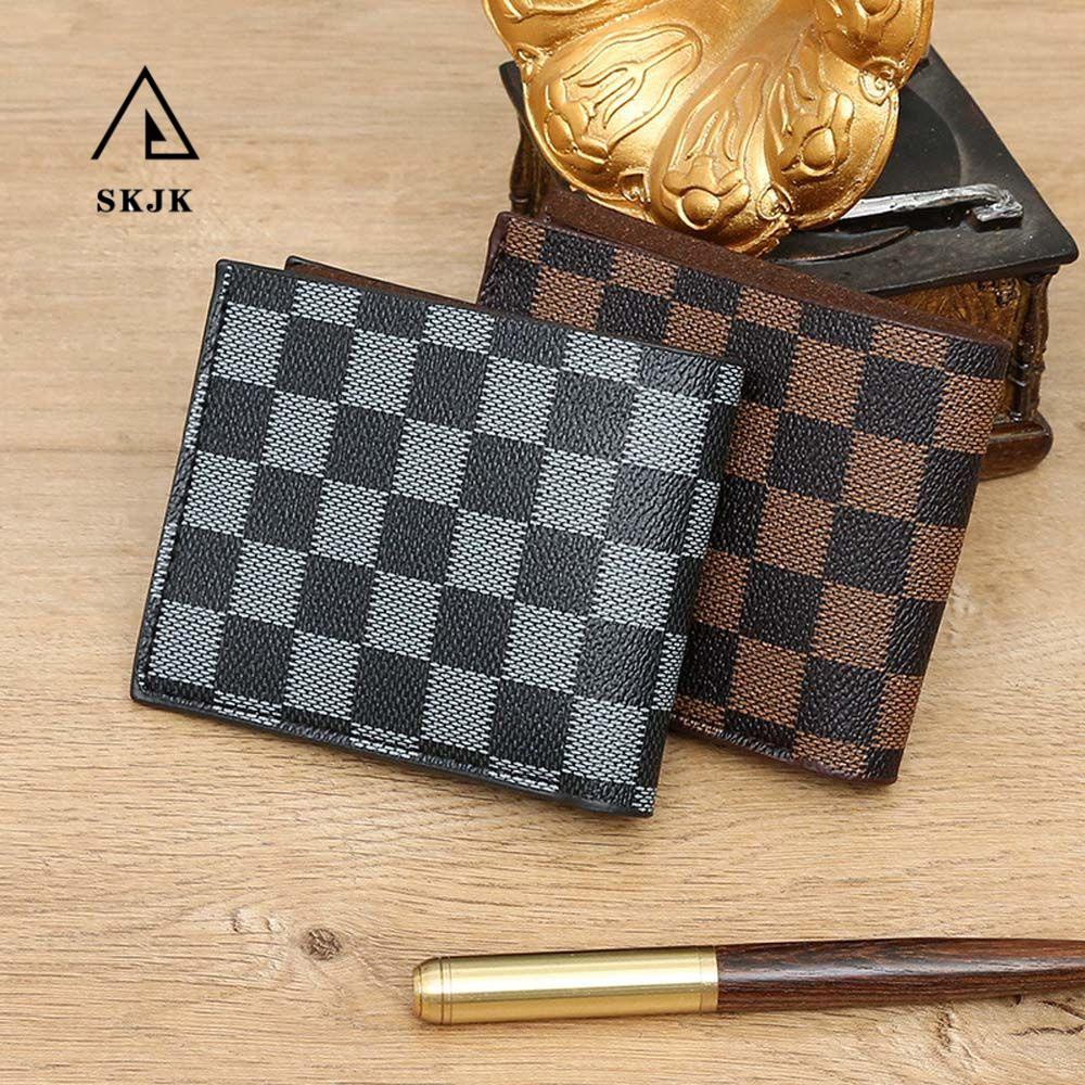 Ví Đựng Thẻ ID / Tiền Xu Mini Kẻ Sọc Ca Rô Gấp Gọn Sáng Tạo Thời Trang Cho Nam