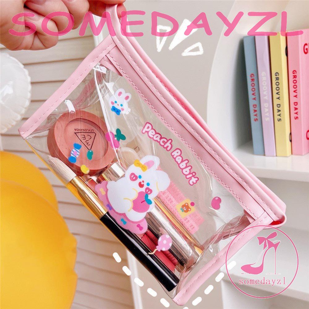Túi Đựng Mỹ Phẩm Đa Năng Trong Suốt Có Khóa Kéo In Họa Tiết Thỏ / Gấu / Hổ Xinh Xắn Cho Nữ