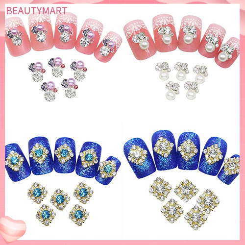 Bộ 10 Miếng Dán Móng Tay Nghệ Thuật Bằng Hợp Kim Đính Đá Pha Lê Xinh Xắn DIY