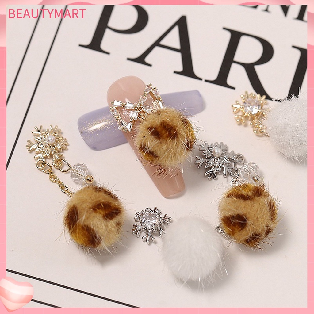 Bộ Phụ Kiện Trang Trí Móng Tay Hình Bông Tuyết Ba Chiều Lấp Lánh DIY