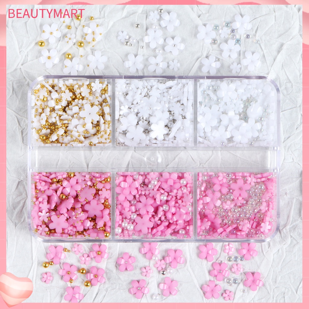 Hộp 6 Ngăn Đựng Hoa Trang Trí Móng Tay Nghệ Thuật Bằng Nhựa Resin Nhỏ Gọn Sành Điệu