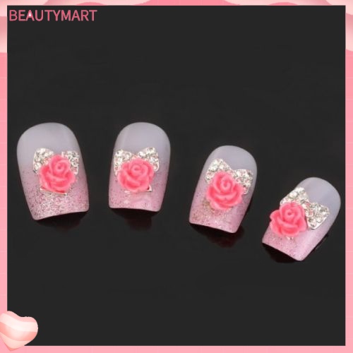 Bộ 10 Miếng Dán Móng Tay Họa Tiết Hoa Đính Đá Lấp Lánh Thời Trang DIY