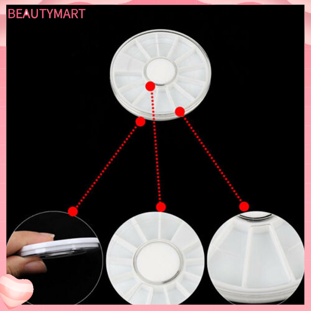 Hộp Tròn Rỗng Đựng Phụ Kiện Trang Trí Móng 12 Ngăn Tiện Lợi Ốp