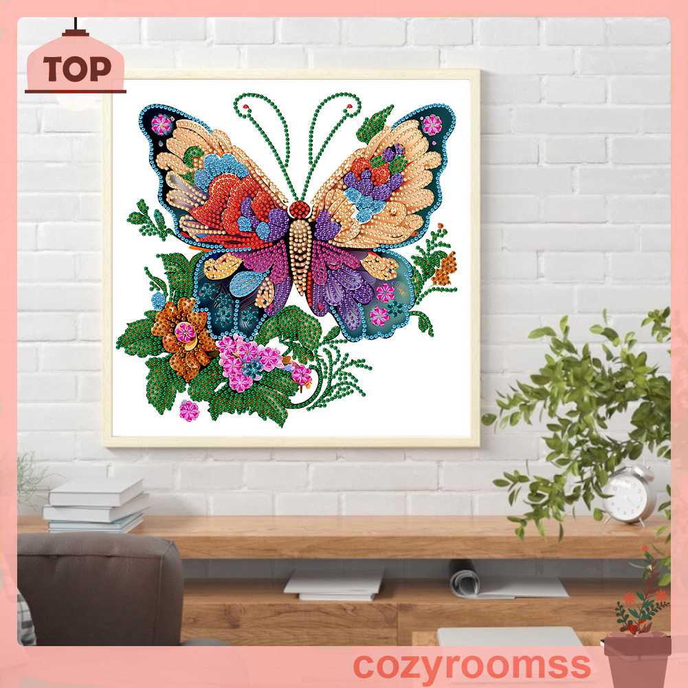 Tranh Đính Đá Hình Cánh Bướm 5D Nghệ Thuật Tự Làm Thủ Công Treo Trang Trí Nội Thất