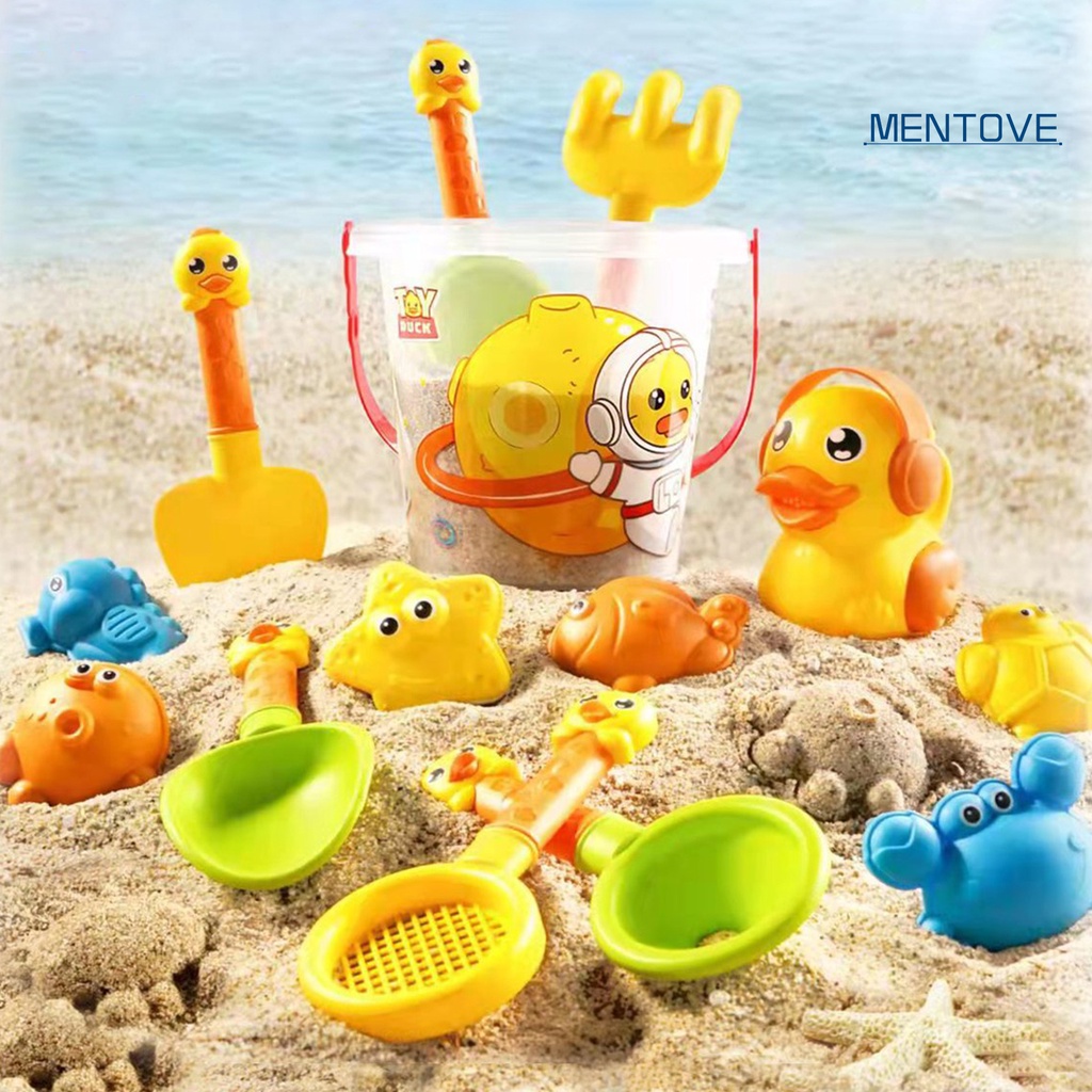 Set 14 Dụng Cụ Đào Cát Hình Chú Vịt Hoạt Hình Có Thể Tái Sử Dụng