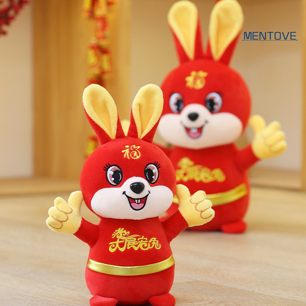 Đồ chơi nhồi bông Hình Thỏ 3D Phong Cách Trung Hoa 16 / 20 / 25 / 30 / 40cm Cho Năm Mới