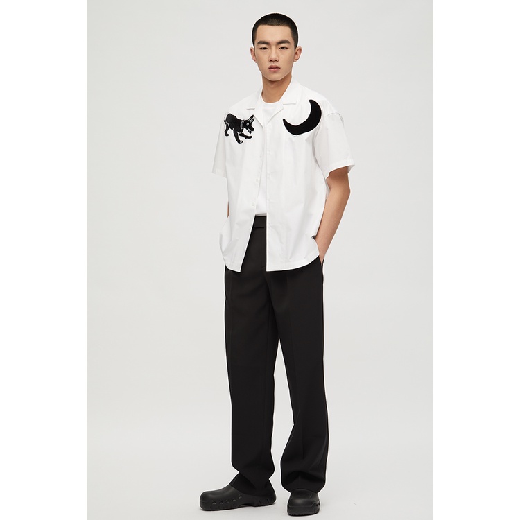 Muzedustudio Áo Sơ Mi Ba Chiều Thêu Ba Chiều Hình Mặt Trăng Và Tăm Chó