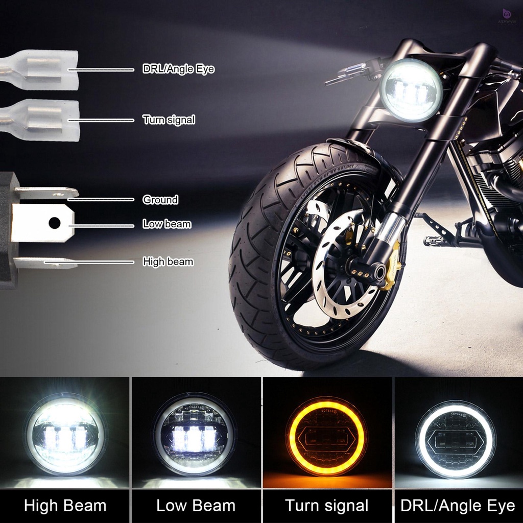 1 Đèn Pha LED 5.75in 6000K 20000LM Không Thấm Nước IP67 Chất Lượng Cao Cho Xe Mô Tô